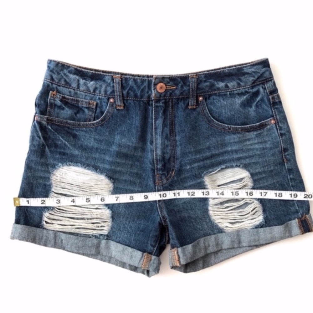 Forever 21 Denim High Waist Destroyed Jean Shorts - Picture 6 of 7
